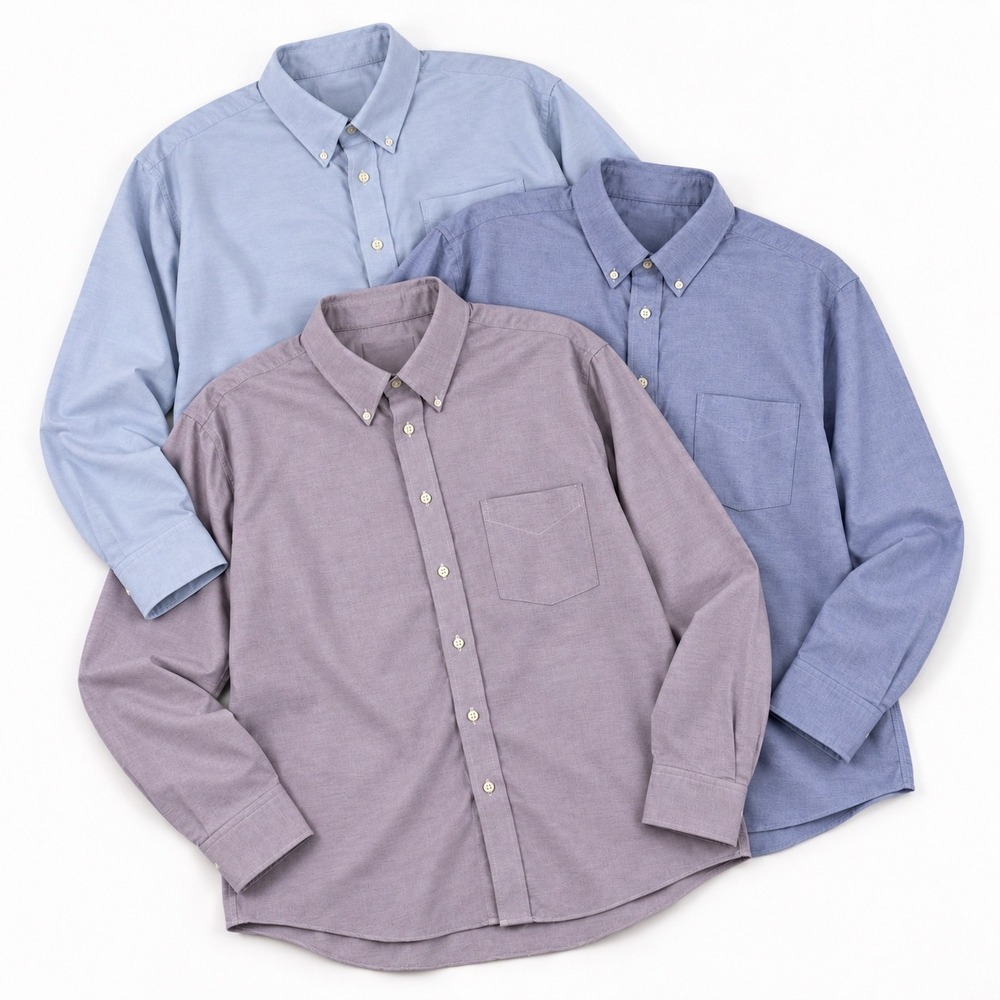 Stafford Men's Oxford Dress Shirt Lot of 3 Size 16โ16.5 Blue Purple Long Sleeve